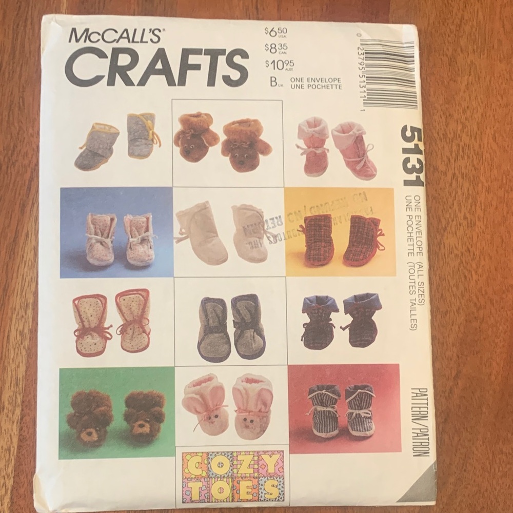 McCalls Crafts bootiesCozy Toes Sewing Pattern